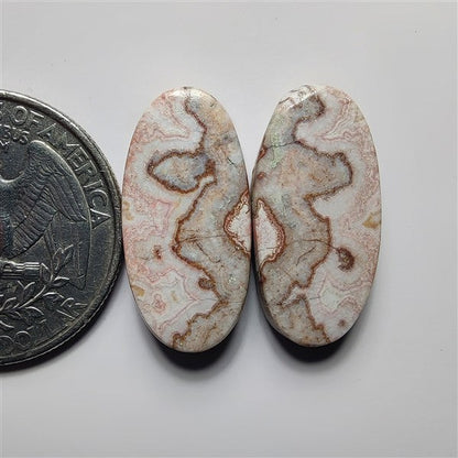 Crazy Lace Agate Pair gemstone cabochon - natural crystal healing stone for jewelry making by SemiPreciousCabs