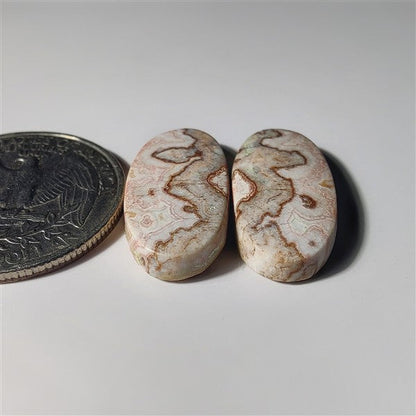 Crazy Lace Agate Pair gemstone cabochon - natural crystal healing stone for jewelry making by SemiPreciousCabs