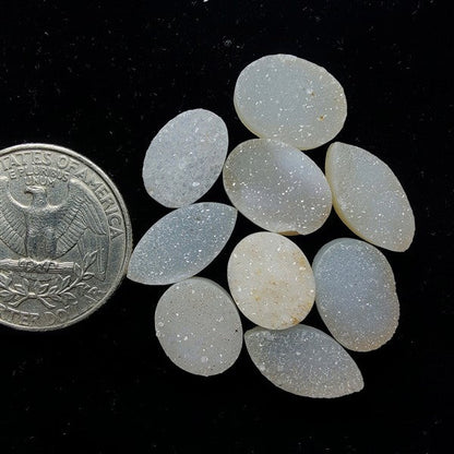 White Diamond Druzy Lot gemstone cabochon - natural crystal healing stone for jewelry making by SemiPreciousCabs