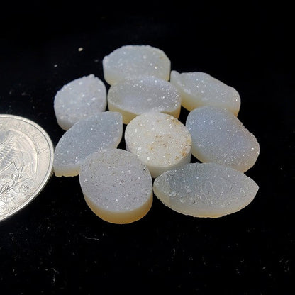 White Diamond Druzy Lot gemstone cabochon - natural crystal healing stone for jewelry making by SemiPreciousCabs