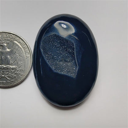 Black Obsidian Druzy gemstone cabochon - natural crystal healing stone for jewelry making by SemiPreciousCabs