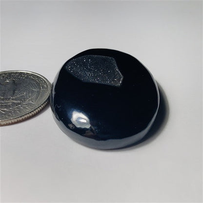 Black Obsidian Druzy gemstone cabochon - natural crystal healing stone for jewelry making by SemiPreciousCabs