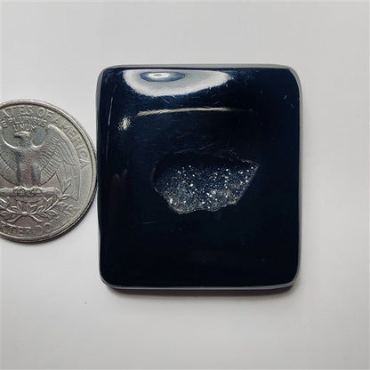 Black Obsidian Druzy gemstone cabochon - natural crystal healing stone for jewelry making by SemiPreciousCabs