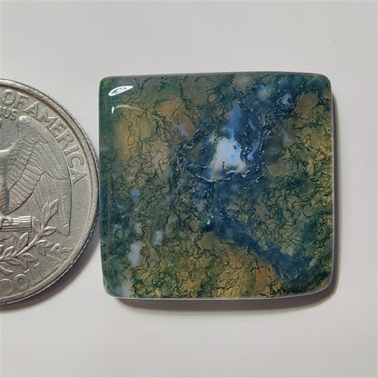 Moss Agate gemstone cabochon - natural crystal healing stone for jewelry making by SemiPreciousCabs