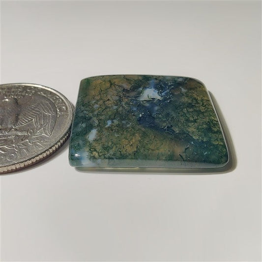 Moss Agate gemstone cabochon - natural crystal healing stone for jewelry making by SemiPreciousCabs