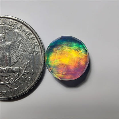 Faceted Aurora Opal & Crystal Doublet gemstone cabochon - natural crystal healing stone for jewelry making by SemiPreciousCabs