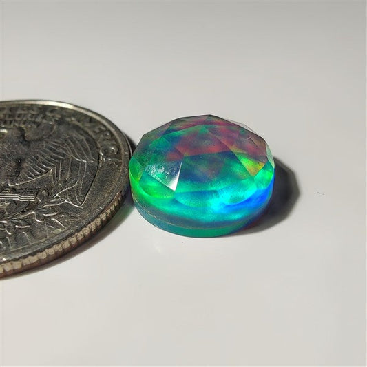 Faceted Aurora Opal & Crystal Doublet gemstone cabochon - natural crystal healing stone for jewelry making by SemiPreciousCabs
