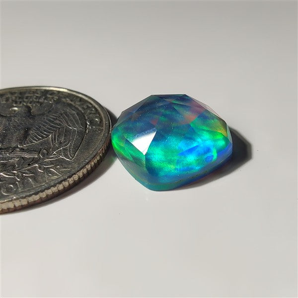 Faceted Aurora Opal & Crystal Doublet gemstone cabochon - natural crystal healing stone for jewelry making by SemiPreciousCabs