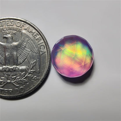 Faceted Aurora Opal & Crystal Doublet gemstone cabochon - natural crystal healing stone for jewelry making by SemiPreciousCabs