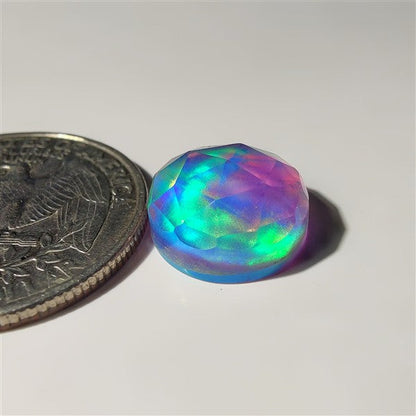 Faceted Aurora Opal & Crystal Doublet gemstone cabochon - natural crystal healing stone for jewelry making by SemiPreciousCabs