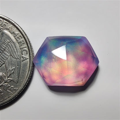 Faceted Aurora Opal & Crystal Doublet gemstone cabochon - natural crystal healing stone for jewelry making by SemiPreciousCabs