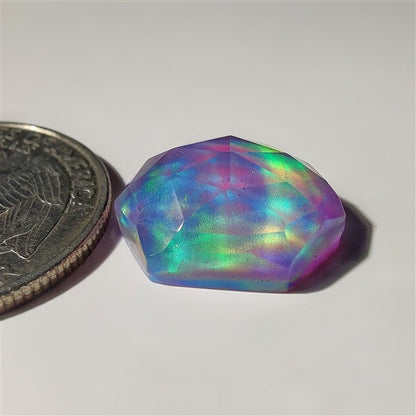 Faceted Aurora Opal & Crystal Doublet gemstone cabochon - natural crystal healing stone for jewelry making by SemiPreciousCabs