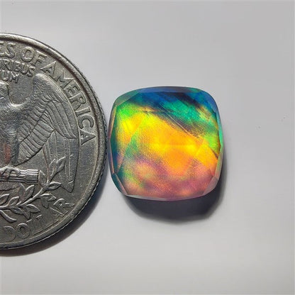 Faceted Aurora Opal & Crystal Doublet gemstone cabochon - natural crystal healing stone for jewelry making by SemiPreciousCabs