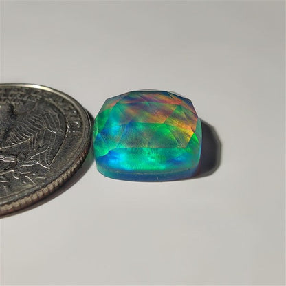 Faceted Aurora Opal & Crystal Doublet gemstone cabochon - natural crystal healing stone for jewelry making by SemiPreciousCabs