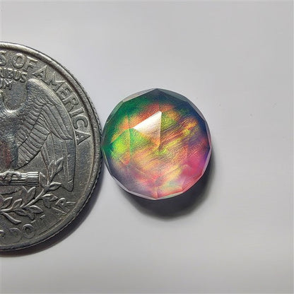 Faceted Aurora Opal & Crystal Doublet gemstone cabochon - natural crystal healing stone for jewelry making by SemiPreciousCabs