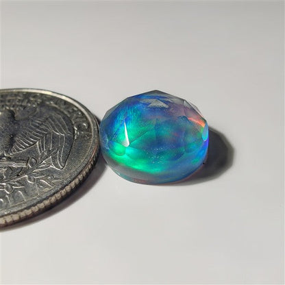 Faceted Aurora Opal & Crystal Doublet gemstone cabochon - natural crystal healing stone for jewelry making by SemiPreciousCabs