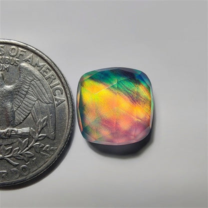 Faceted Aurora Opal & Crystal Doublet gemstone cabochon - natural crystal healing stone for jewelry making by SemiPreciousCabs