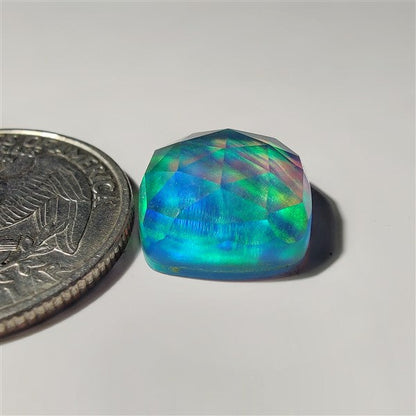 Faceted Aurora Opal & Crystal Doublet gemstone cabochon - natural crystal healing stone for jewelry making by SemiPreciousCabs