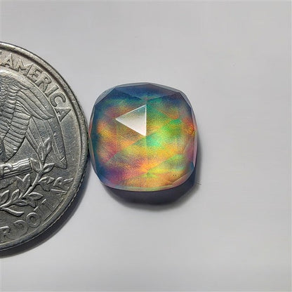 Faceted Aurora Opal & Crystal Doublet gemstone cabochon - natural crystal healing stone for jewelry making by SemiPreciousCabs