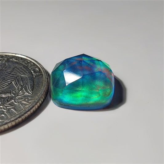 Faceted Aurora Opal & Crystal Doublet gemstone cabochon - natural crystal healing stone for jewelry making by SemiPreciousCabs