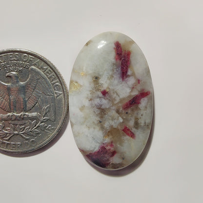 Pink Tourmaline Matrix gemstone cabochon - natural crystal healing stone for jewelry making by SemiPreciousCabs