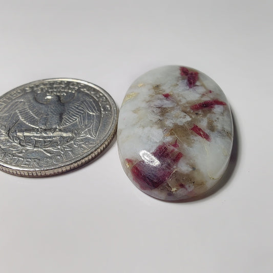 Pink Tourmaline Matrix gemstone cabochon - natural crystal healing stone for jewelry making by SemiPreciousCabs