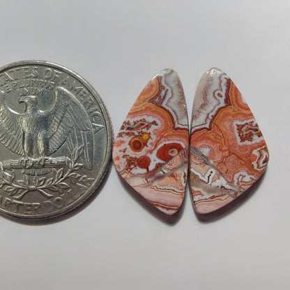 Rosita Jasper Pair gemstone cabochon - natural crystal healing stone for jewelry making by SemiPreciousCabs