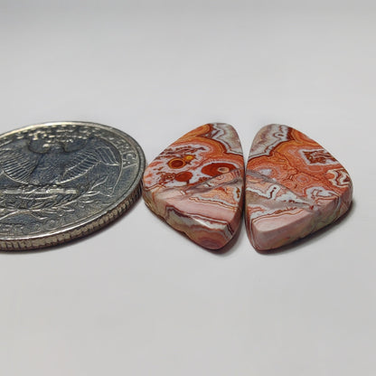 Rosita Jasper Pair gemstone cabochon - natural crystal healing stone for jewelry making by SemiPreciousCabs