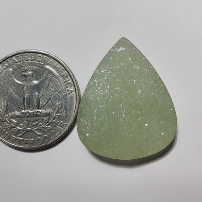 Green Aventurine Druzy gemstone cabochon - natural crystal healing stone for jewelry making by SemiPreciousCabs