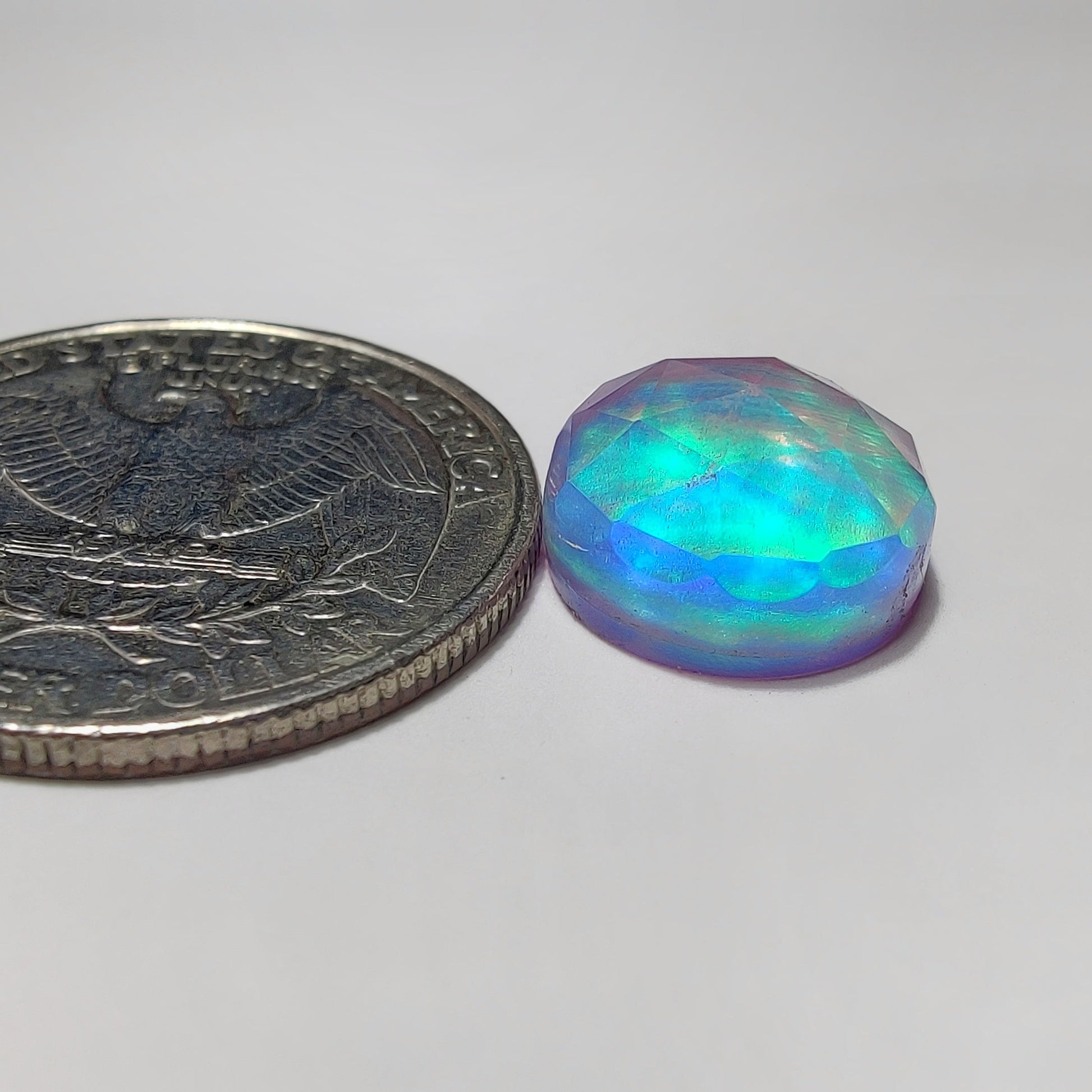 Rose Cut Crystal & Aurora Opal Doublet gemstone cabochon - natural crystal healing stone for jewelry making by SemiPreciousCabs