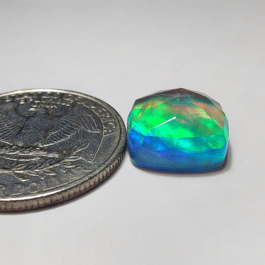 Rose Cut Crystal & Aurora Opal Doublet gemstone cabochon - natural crystal healing stone for jewelry making by SemiPreciousCabs