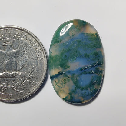 Moss Agate gemstone cabochon - natural crystal healing stone for jewelry making by Gemivra