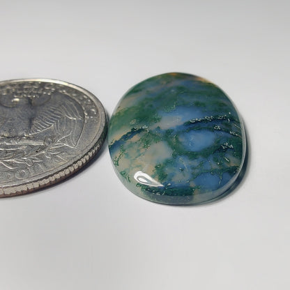 Moss Agate gemstone cabochon - natural crystal healing stone for jewelry making by Gemivra