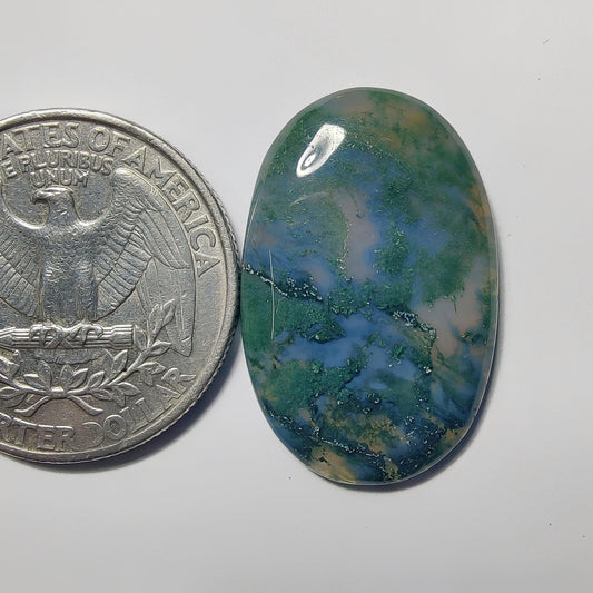 Moss Agate gemstone cabochon - natural crystal healing stone for jewelry making by Gemivra