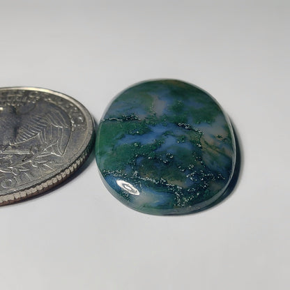 Moss Agate gemstone cabochon - natural crystal healing stone for jewelry making by Gemivra