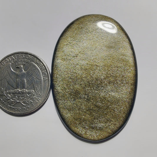 Golden Sheen Obsidian gemstone cabochon - natural crystal healing stone for jewelry making by Gemivra