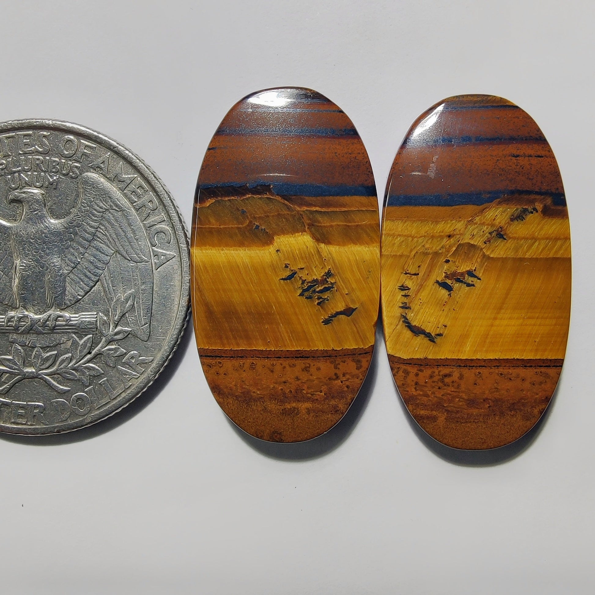 Tiger Eye Pair gemstone cabochon - natural crystal healing stone for jewelry making by Gemivra