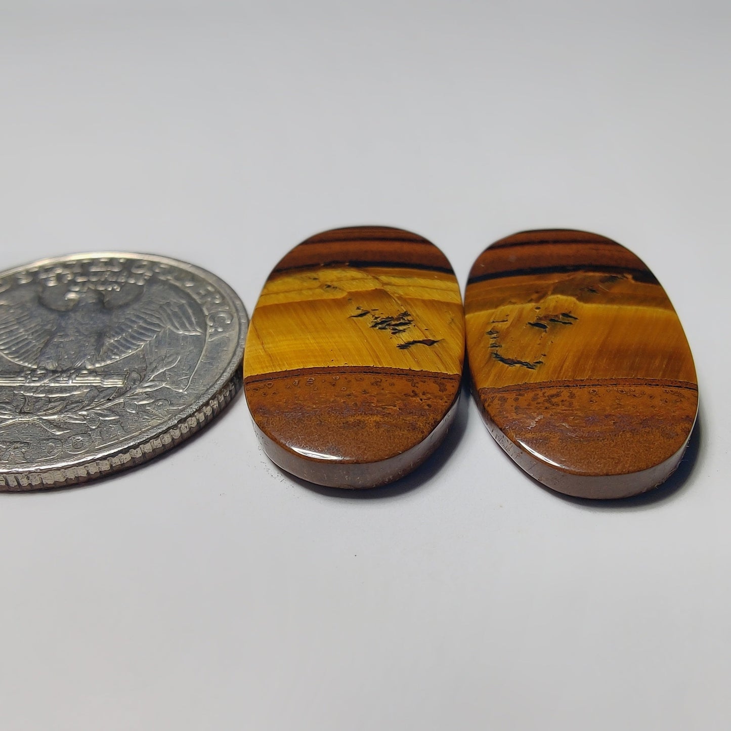 Tiger Eye Pair gemstone cabochon - natural crystal healing stone for jewelry making by Gemivra