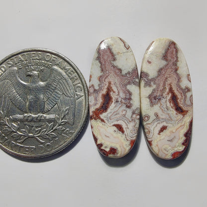 Crazy Lace Agate Pair gemstone cabochon - natural crystal healing stone for jewelry making by Gemivra