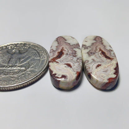 Crazy Lace Agate Pair gemstone cabochon - natural crystal healing stone for jewelry making by Gemivra