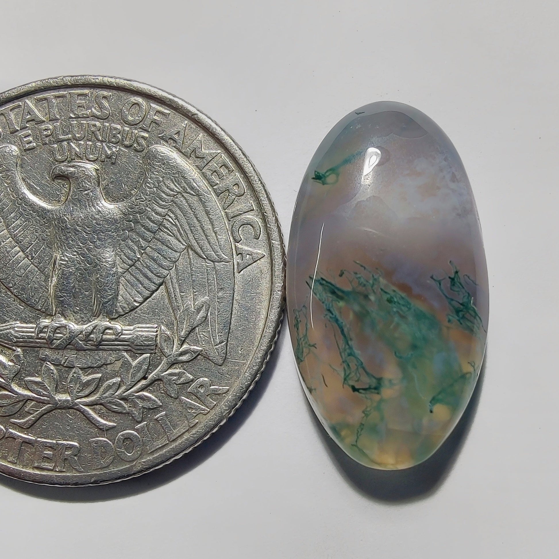 Moss Agate gemstone cabochon - natural crystal healing stone for jewelry making by Gemivra