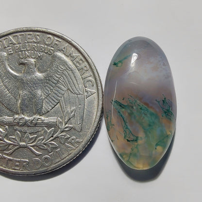Moss Agate gemstone cabochon - natural crystal healing stone for jewelry making by Gemivra