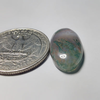 Moss Agate gemstone cabochon - natural crystal healing stone for jewelry making by Gemivra