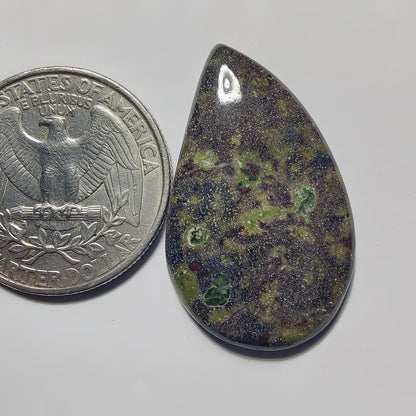Epidote In Matrix gemstone cabochon - natural crystal healing stone for jewelry making by Gemivra
