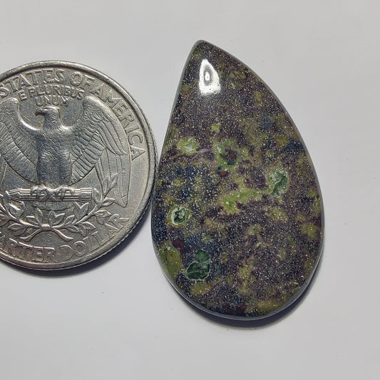 Epidote In Matrix gemstone cabochon - natural crystal healing stone for jewelry making by Gemivra