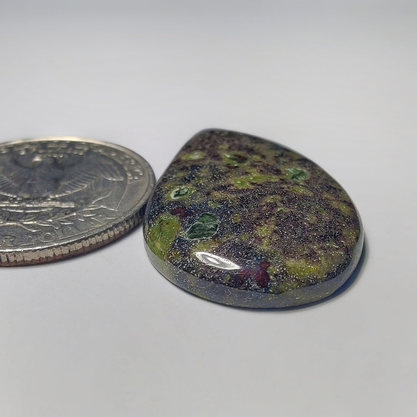 Epidote In Matrix gemstone cabochon - natural crystal healing stone for jewelry making by Gemivra