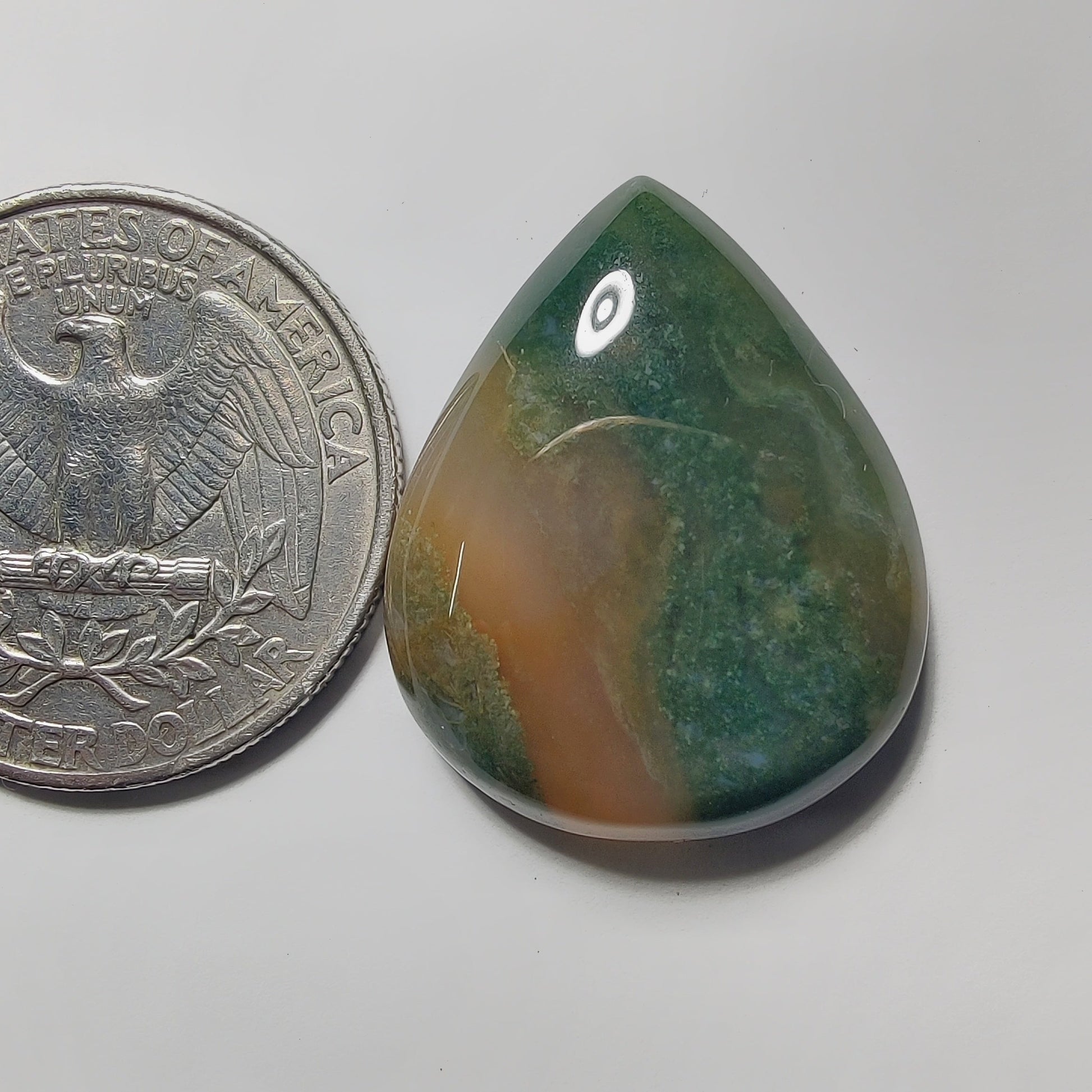 Moss Agate gemstone cabochon - natural crystal healing stone for jewelry making by Gemivra