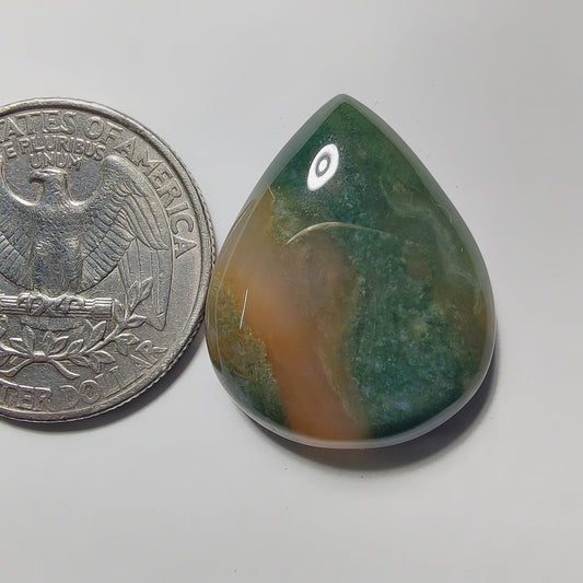 Moss Agate gemstone cabochon - natural crystal healing stone for jewelry making by Gemivra