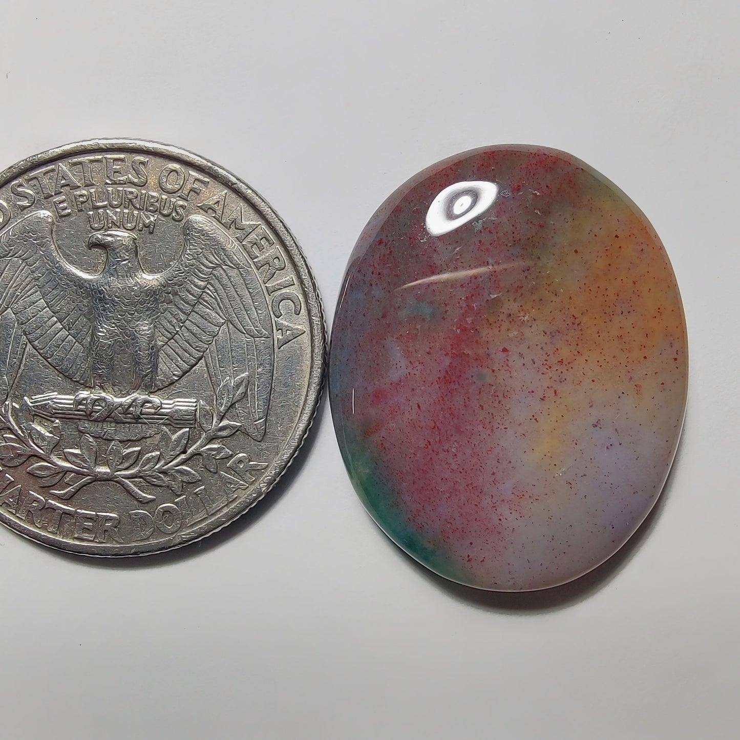 Moss Agate gemstone cabochon - natural crystal healing stone for jewelry making by Gemivra