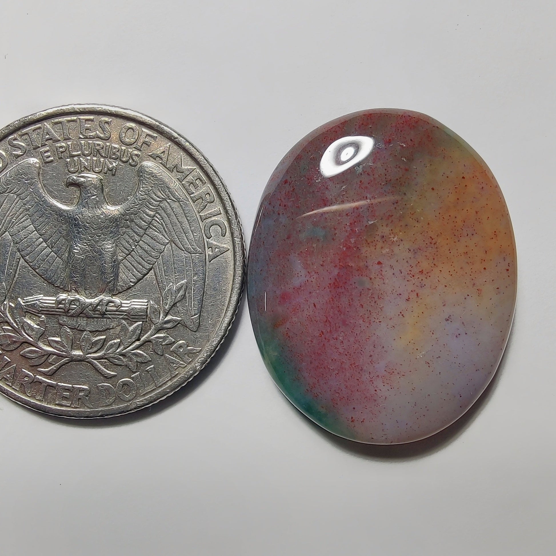 Moss Agate gemstone cabochon - natural crystal healing stone for jewelry making by Gemivra